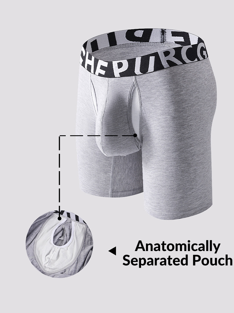 2 Pack Men's Long-Leg Anti-Chafing Performance Boxer Briefs