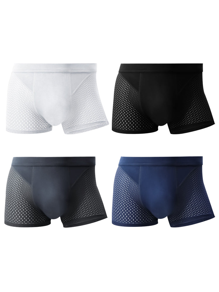 4 Pack Men's Ice Silk Cooling Mesh Trunks