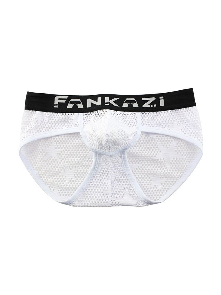 3-pack Men's Sexy Star Mesh Breathable Hollow U-shaped Convex Pouch Briefs