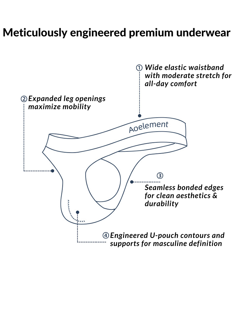 4 Pack Men's Low-Rise Stretchy U-Pouch Thongs