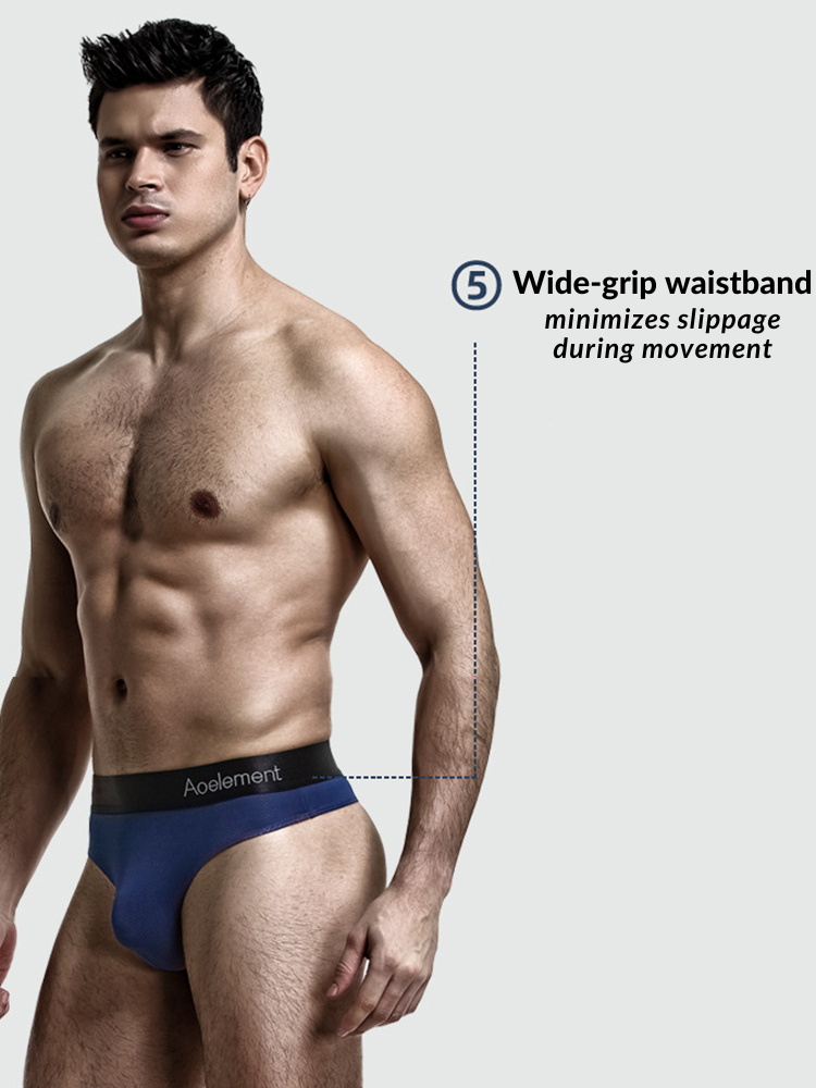 4 Pack Men's Low-Rise Stretchy U-Pouch Thongs