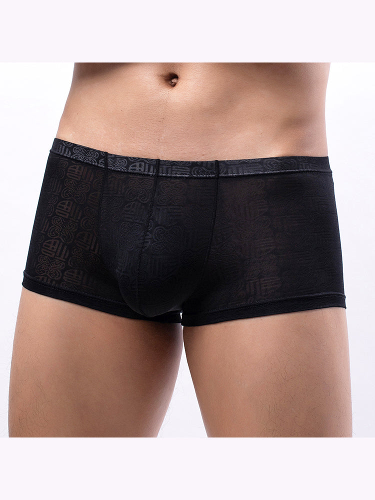 4 Pack Men's Sexy Breathable Jacquard Trunks