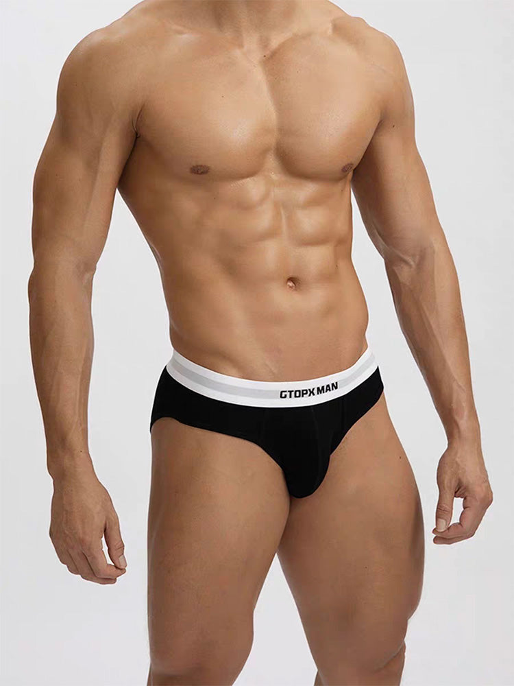 2-Pack Men's Threaded Design Breathable Comfort Low-Rise Thin U-convex Briefs