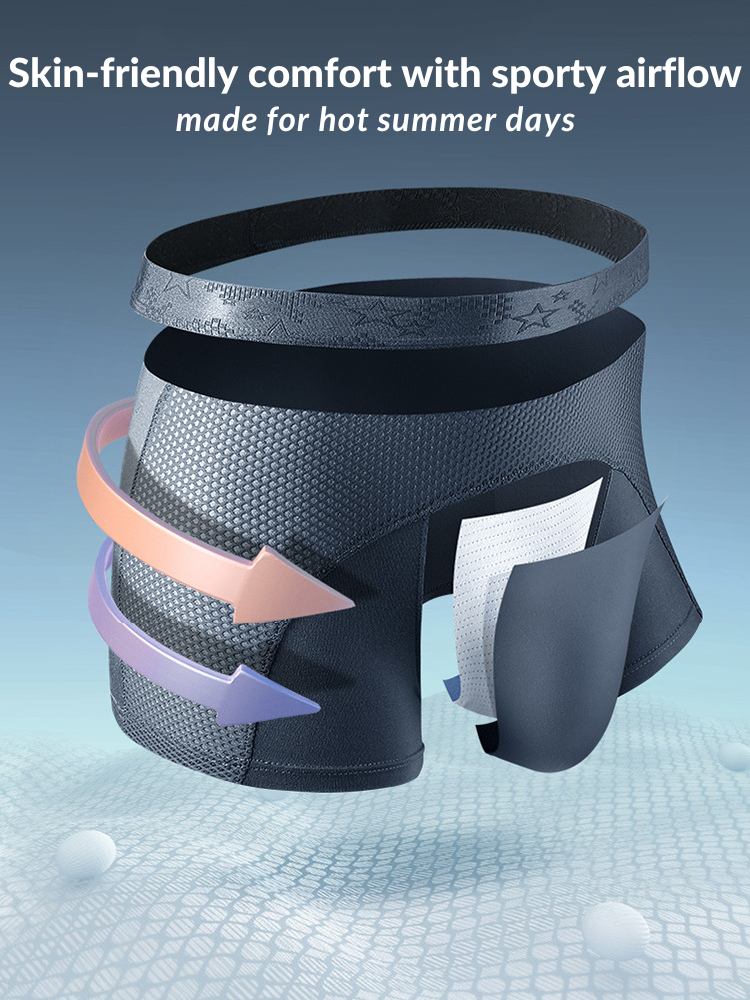 3 Pack Men's Ice Silk Sports Breathable Boxer Briefs