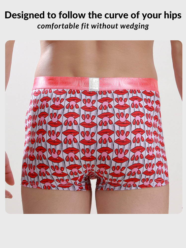 Men's Ice Silk Sexy Breathable Printed Boxers Briefs