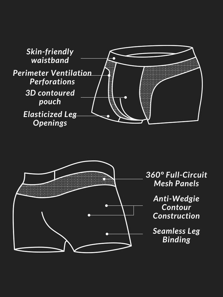 3 Pack Men's 3D Pouch Seamless Modal Trunks
