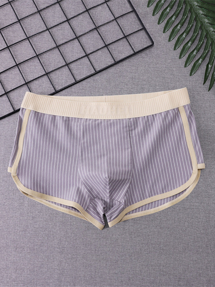 4 Pack Men's Striped Printed Personality Trendy Youth Boxer Briefs