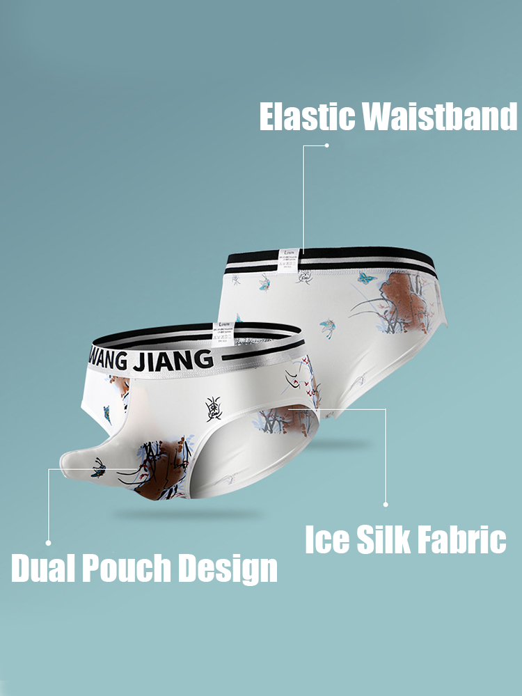 3 Pack Men's Ice Silk Dual Pouch Briefs
