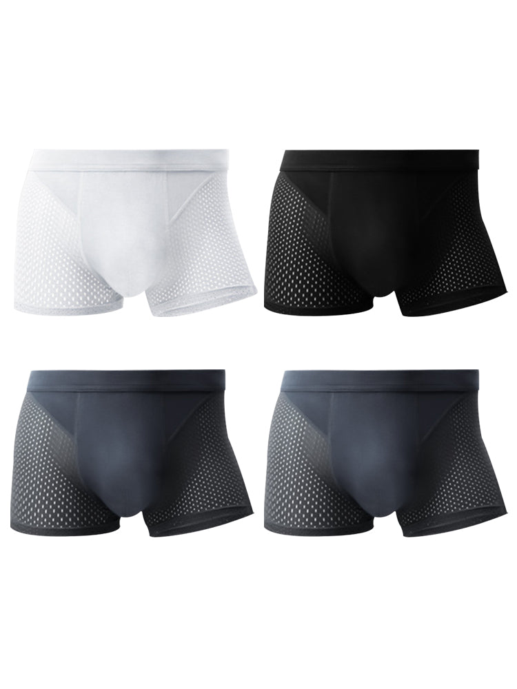 4 Pack Men's Ice Silk Cooling Mesh Trunks