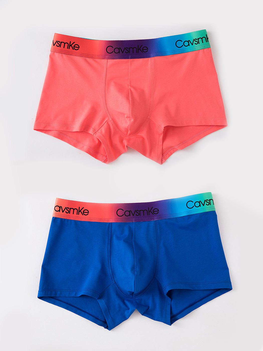 2 Pack Men's Cotton Sexy Antibacterial Rainbow Waistband Trunks