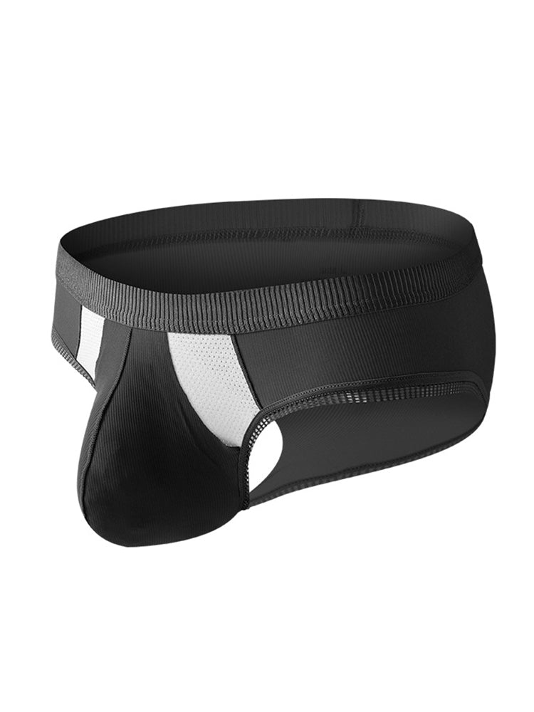 3 Pack Men's Low-Rise Ice Silk High-Stretch U-Convex Large Pouch Briefs