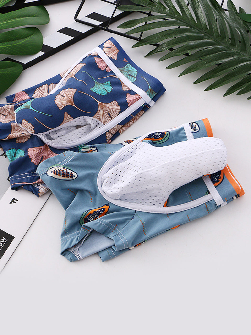 3 Pack Men's Ice Silk Trunks with Separated Pouch Design