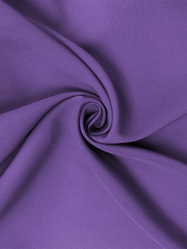 Loose Puff Sleeves Pleated Solid Color Split-Joint Round-Neck Midi Dresses