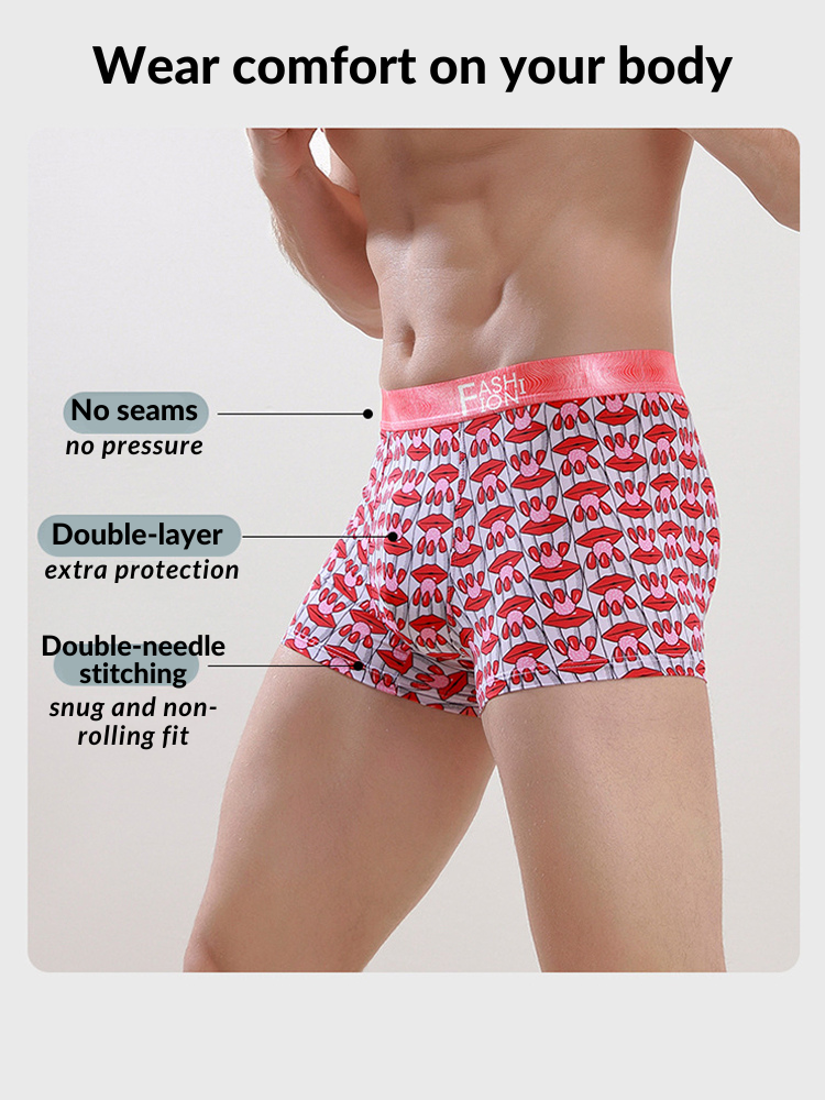 Men's Ice Silk Sexy Breathable Printed Boxers Briefs