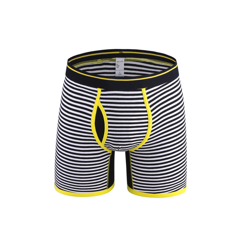Men's Striped Plus Size Boxer Brief Fly Front with Pouch