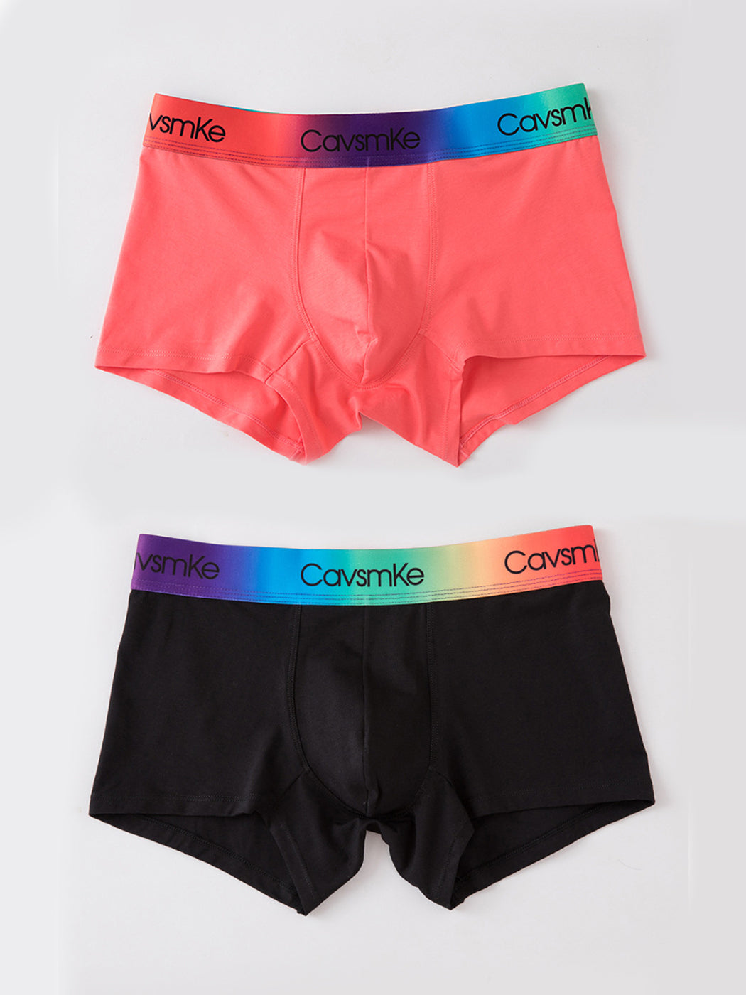 2 Pack Men's Cotton Sexy Antibacterial Rainbow Waistband Trunks