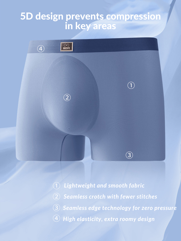 4 Pack Men's Seamless Antibacterial Boxers Briefs