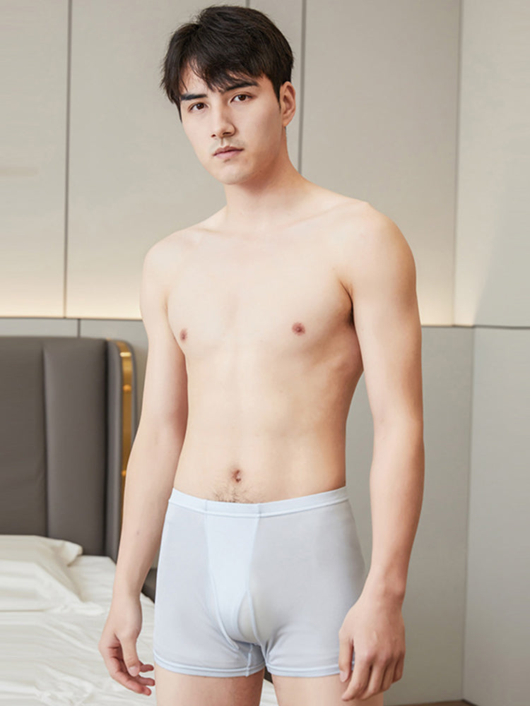 Men's U Convex Soft Fly Mulberry Silk Trunks