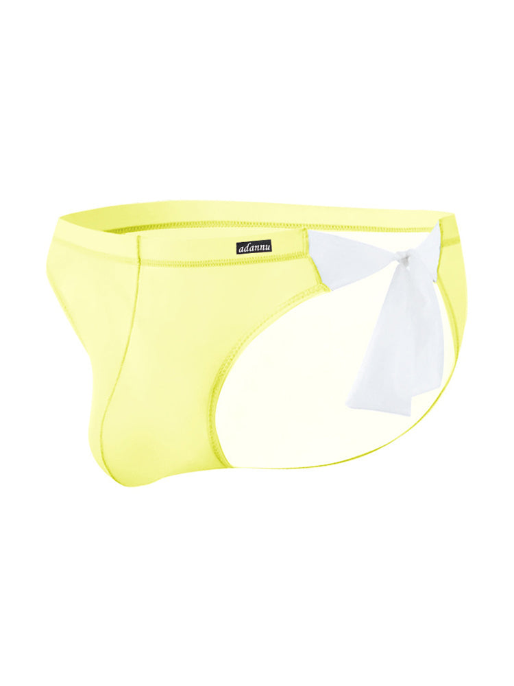 Men's Sexy Translucent Lace-up Briefs with Unfastened U-shaped Large Pouch