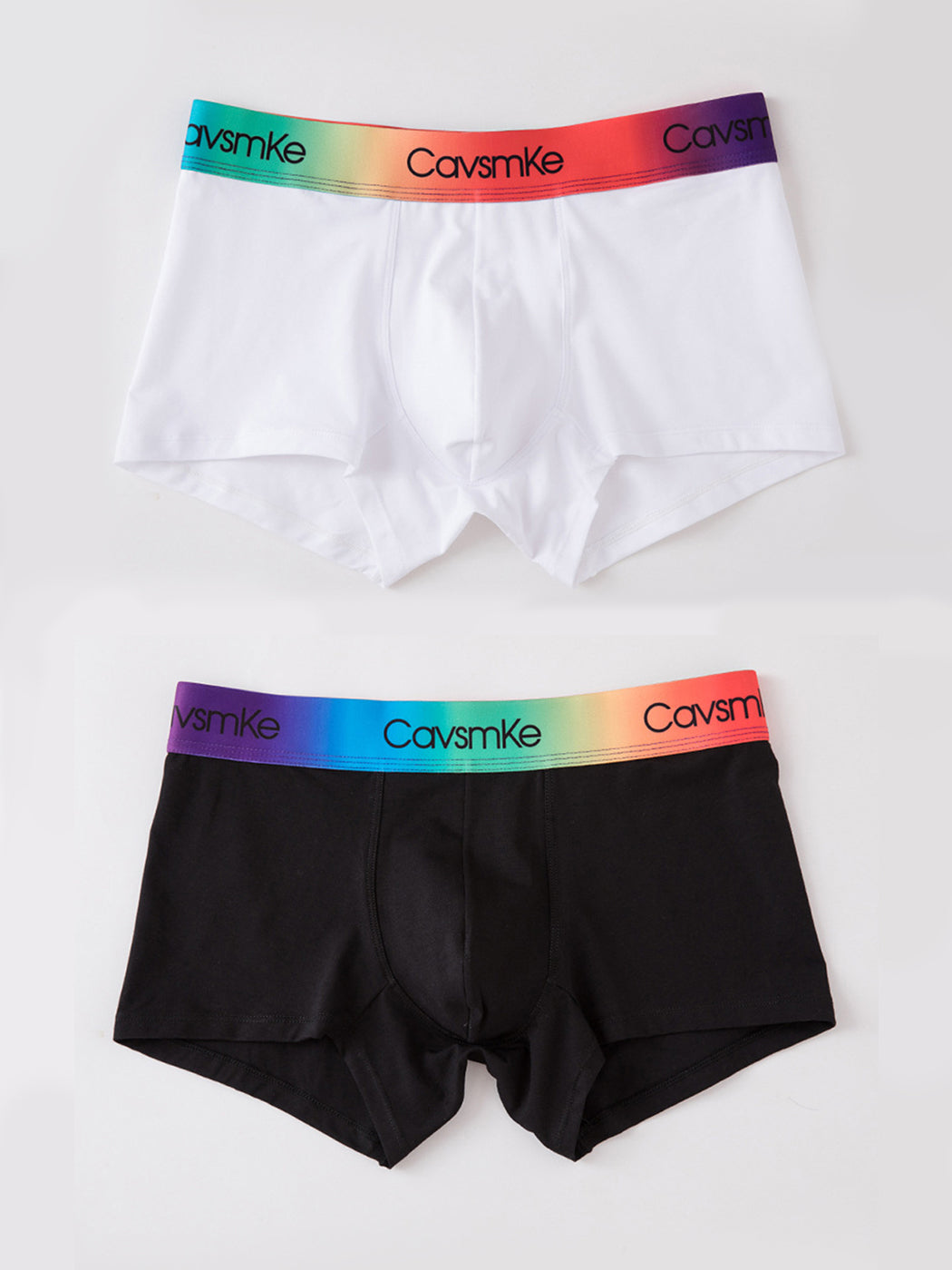 2 Pack Men's Cotton Sexy Antibacterial Rainbow Waistband Trunks