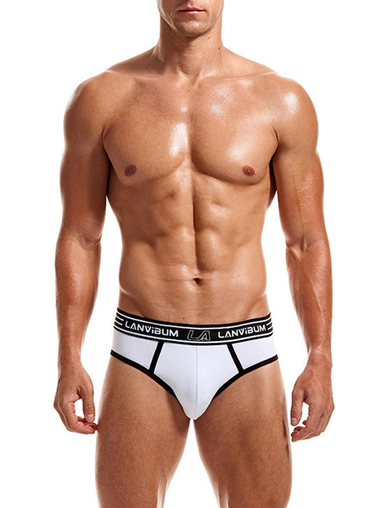 Men's Spliced Color Pouch Briefs