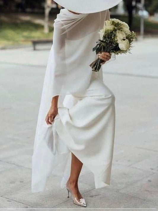 Loose Solid Color Spaghetti-Neck Maxi Dresses Two Pieces Set