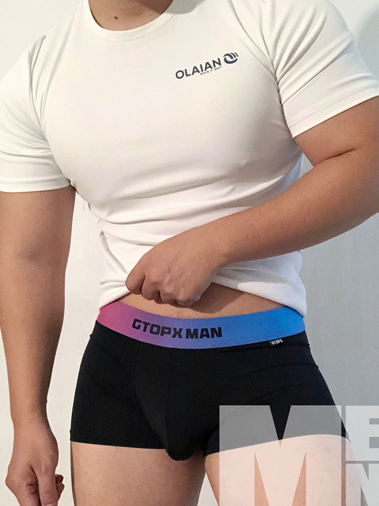 3 Pack Men's U Pouch Trunks with Ombre Belt