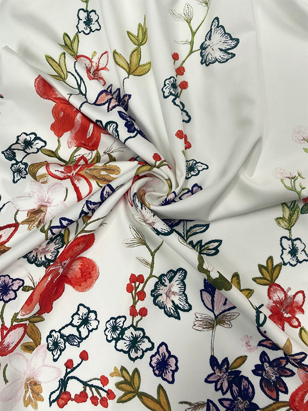 Long Sleeves Loose Elasticity Flower Print Round-Neck Maxi Dresses