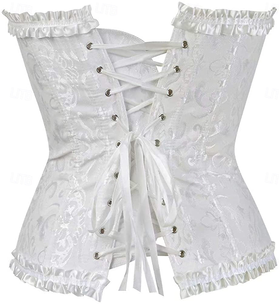 Plus Size Women’s Corset – Abstract Flower Jacquard, Sweetheart Push-Up with Tummy Control, Hook & Eye Lace-Up for Wedding & Special Events