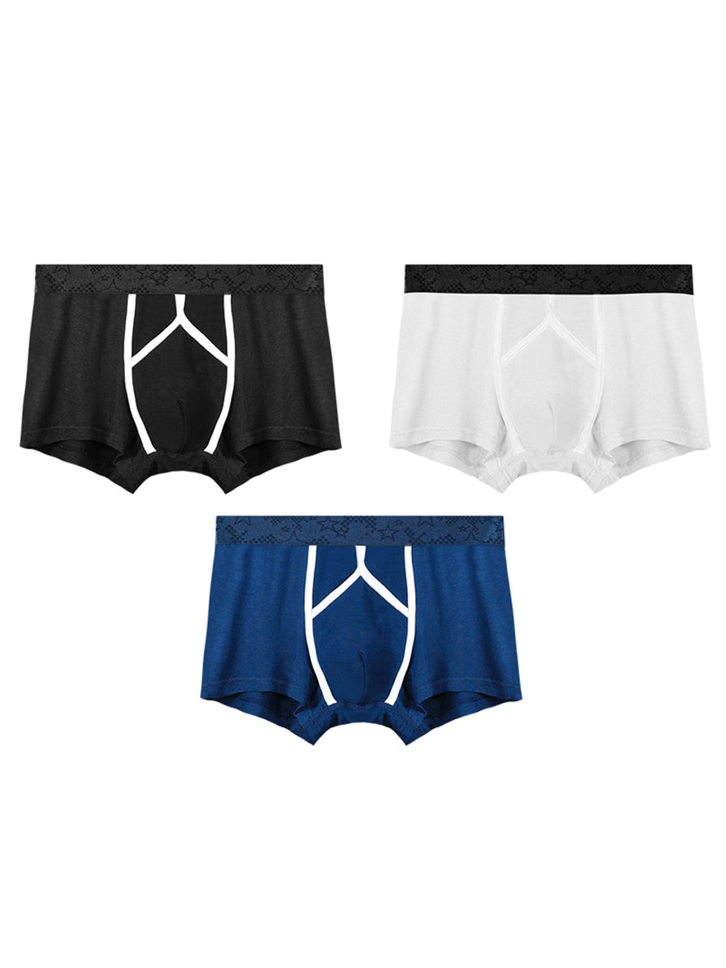 3 Pack Men's U Pouch Contour Patchline Trunks