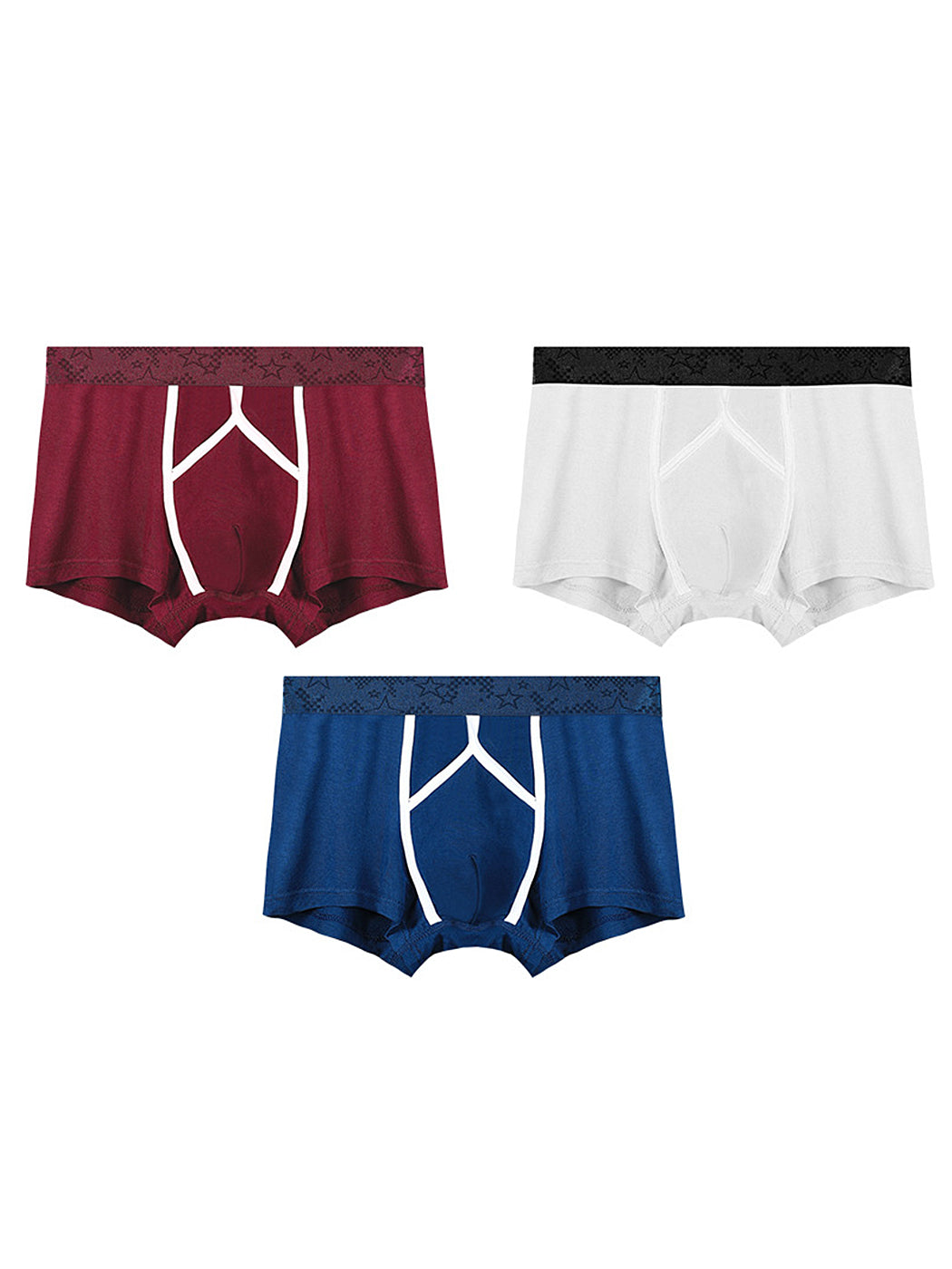 3 Pack Men's U Pouch Contour Patchline Trunks