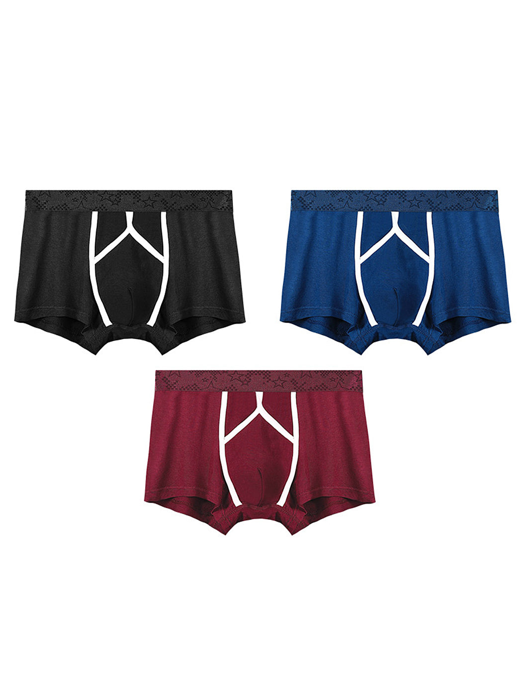 3 Pack Men's U Pouch Contour Patchline Trunks