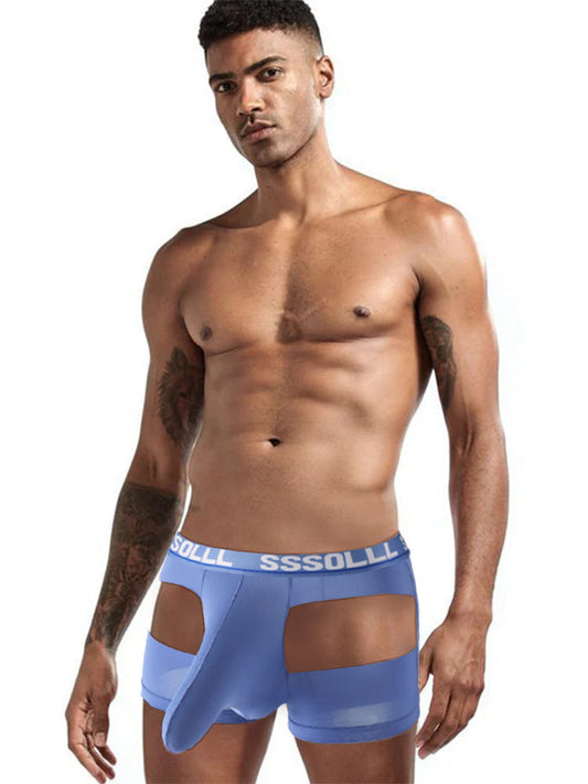3 Pack Men's Mid-Rise Ice Silk Hollow-Out Trunks