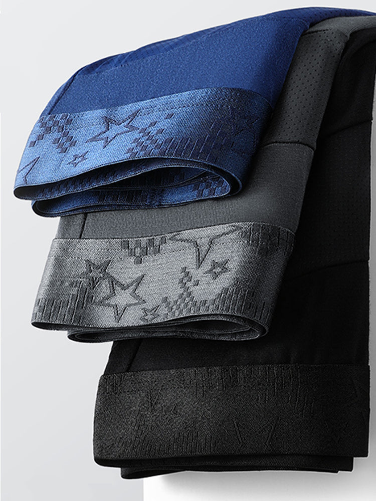 3 Pack Men's Breathable Splicing Mesh Trunks