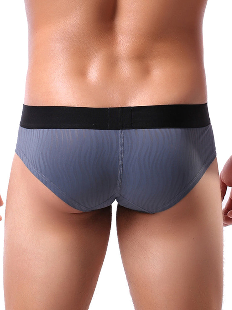 3 Pack Men's Striped U-Pouch Breathable Casual Briefs