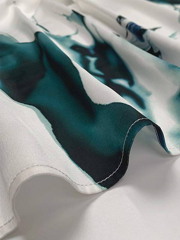 Batwing Sleeves Loose Printed Tied Waist V-Neck Evening Dresses Maxi Dresses