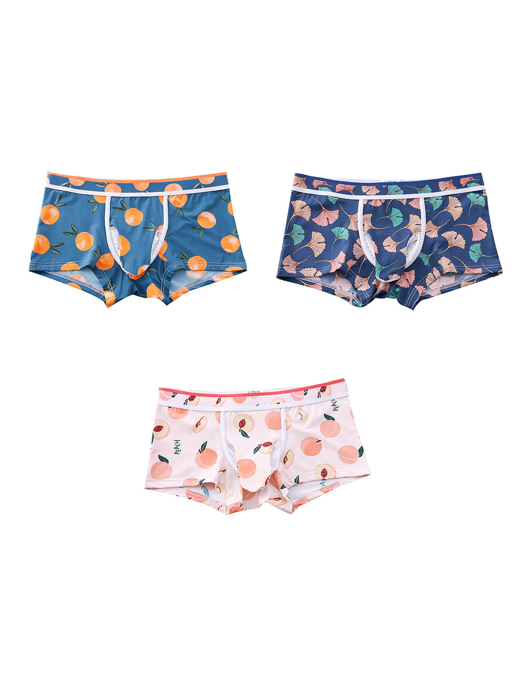 3 Pack Men's Ice Silk Trunks with Separated Pouch Design