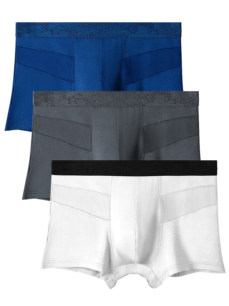 3 Pack Men's Breathable Splicing Mesh Trunks
