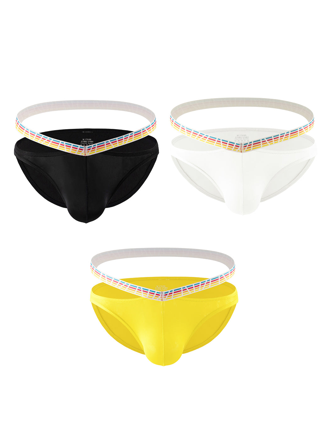 3 Pack Men's Sexy Color-Block Hollow Out Underwear Bikini