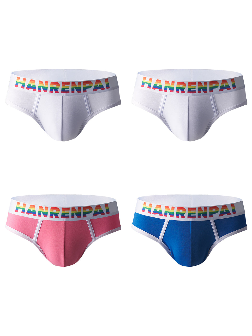 4 Pack Men's Rainbow Letter Belt Briefs