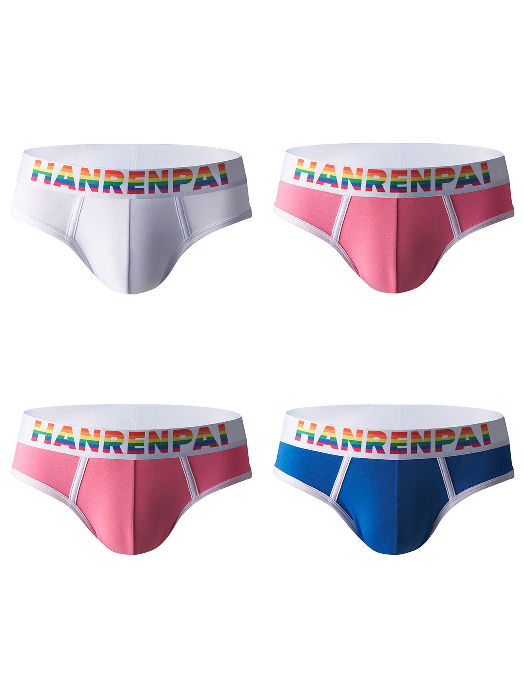 4 Pack Men's Rainbow Letter Belt Briefs