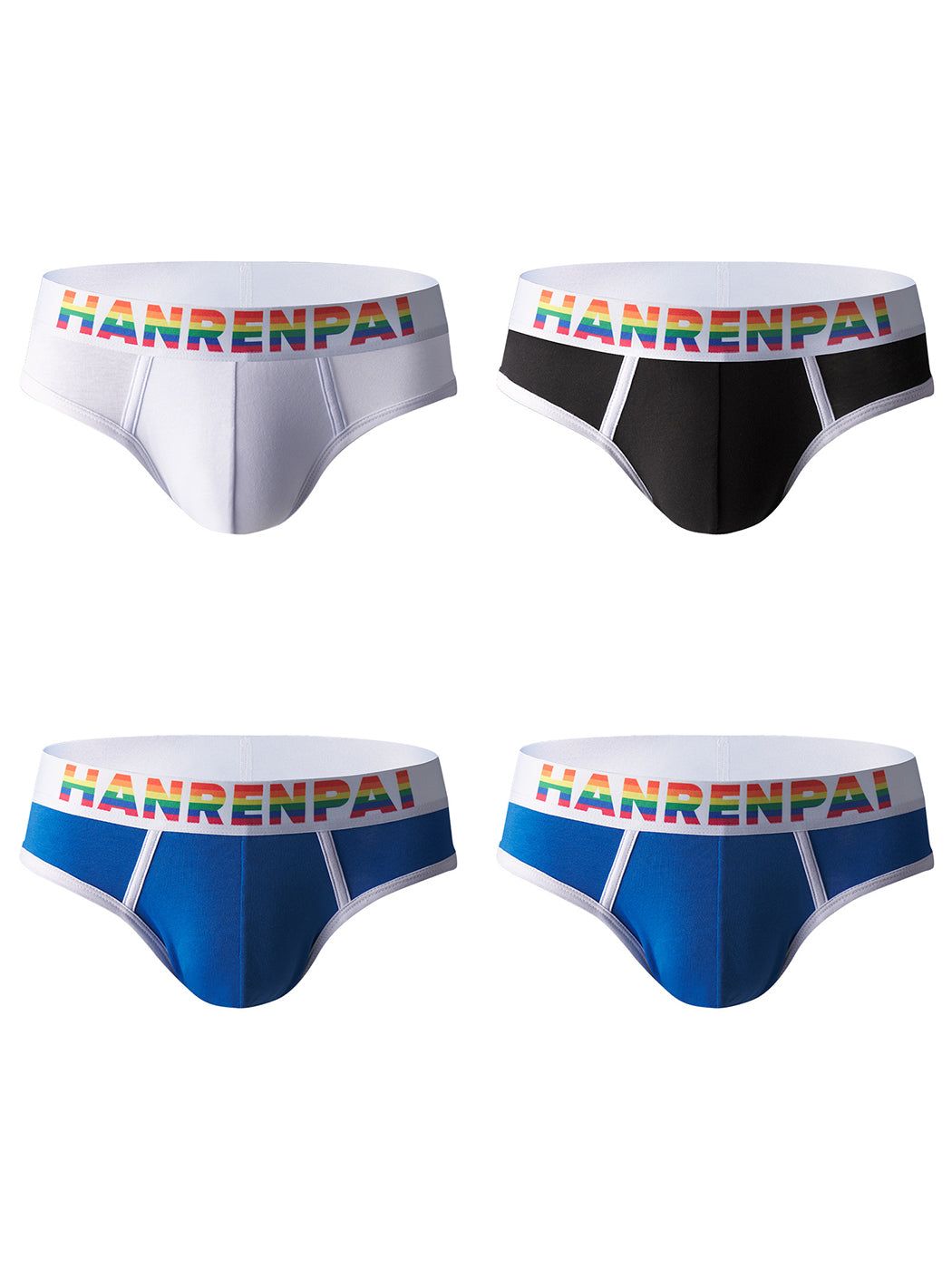 4 Pack Men's Rainbow Letter Belt Briefs