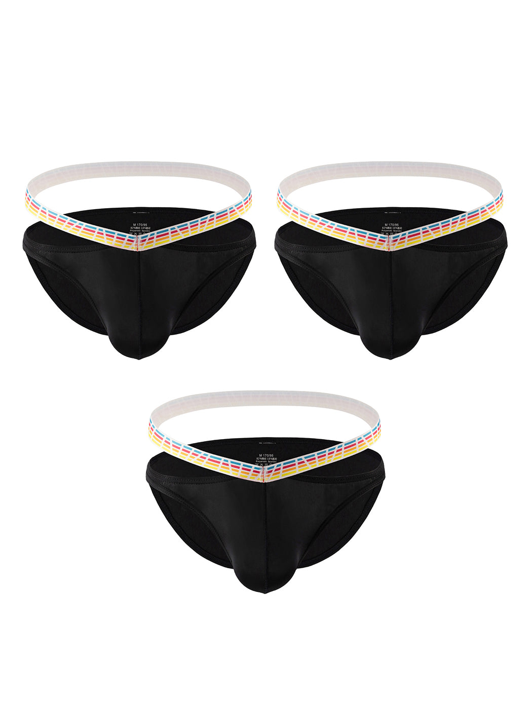 3 Pack Men's Sexy Color-Block Hollow Out Underwear Bikini