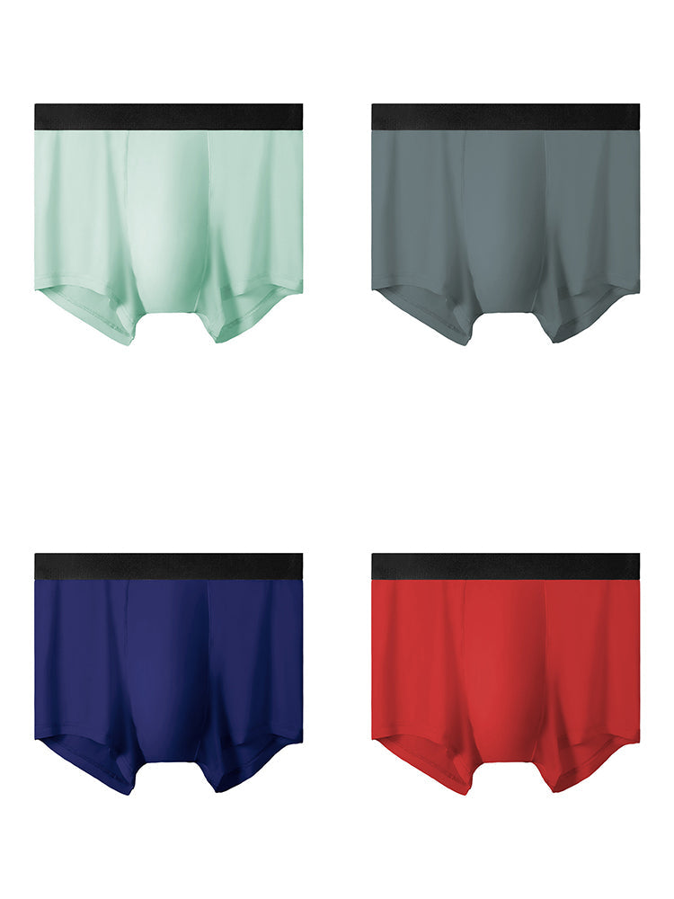 4 Pack Men's Silky Thin Seamless Trunks