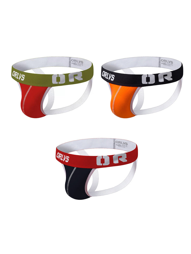 3 Pack Men's U-Pouch Striped Sexy Jockstraps