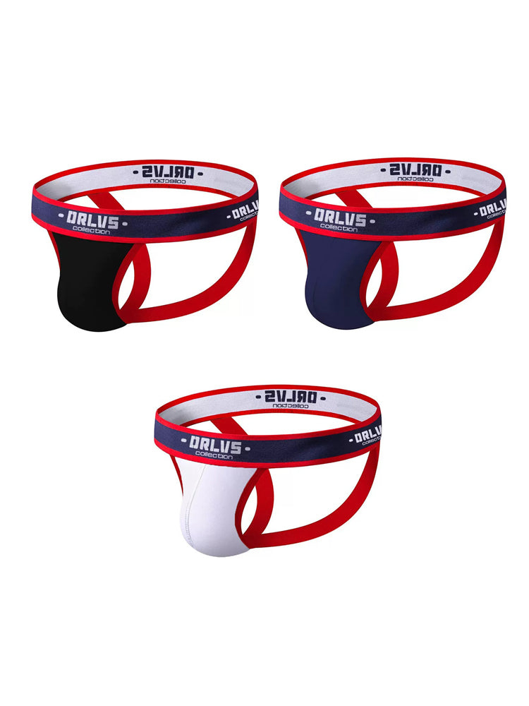 3 Pack Men's U-Pouch Striped Sexy Jockstraps
