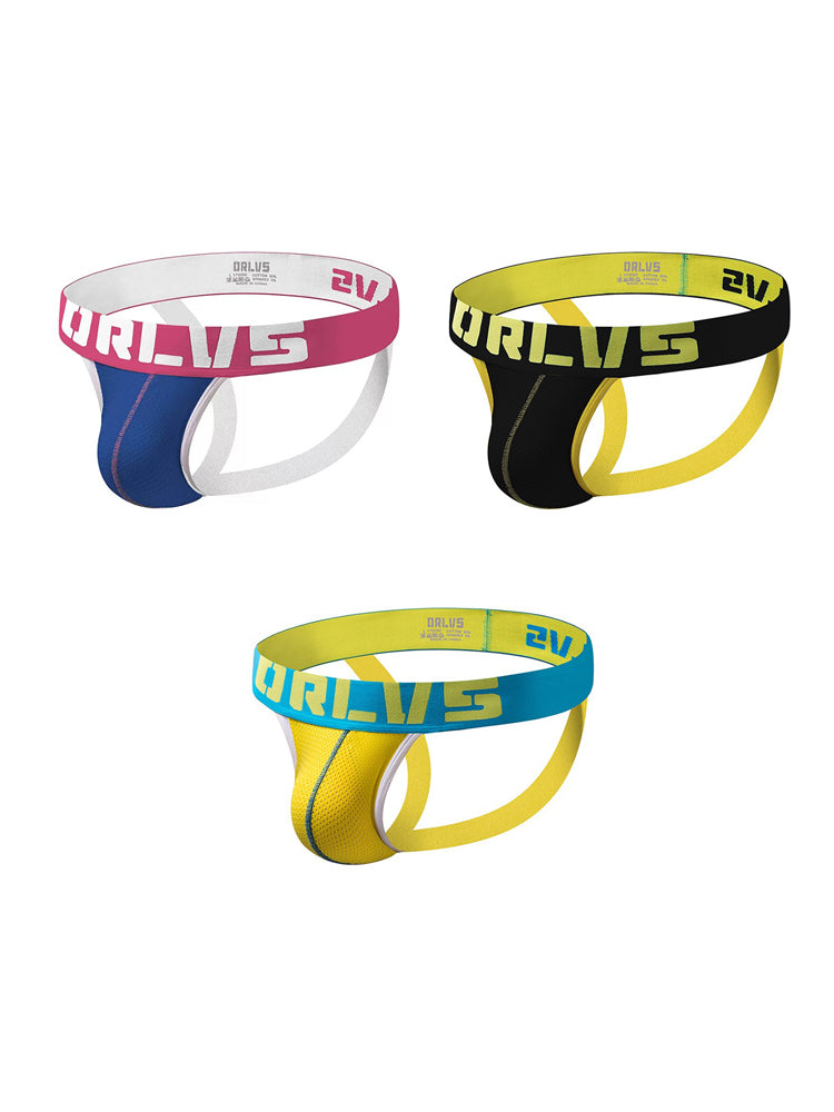 3 Pack Men's U-Pouch Striped Sexy Jockstraps