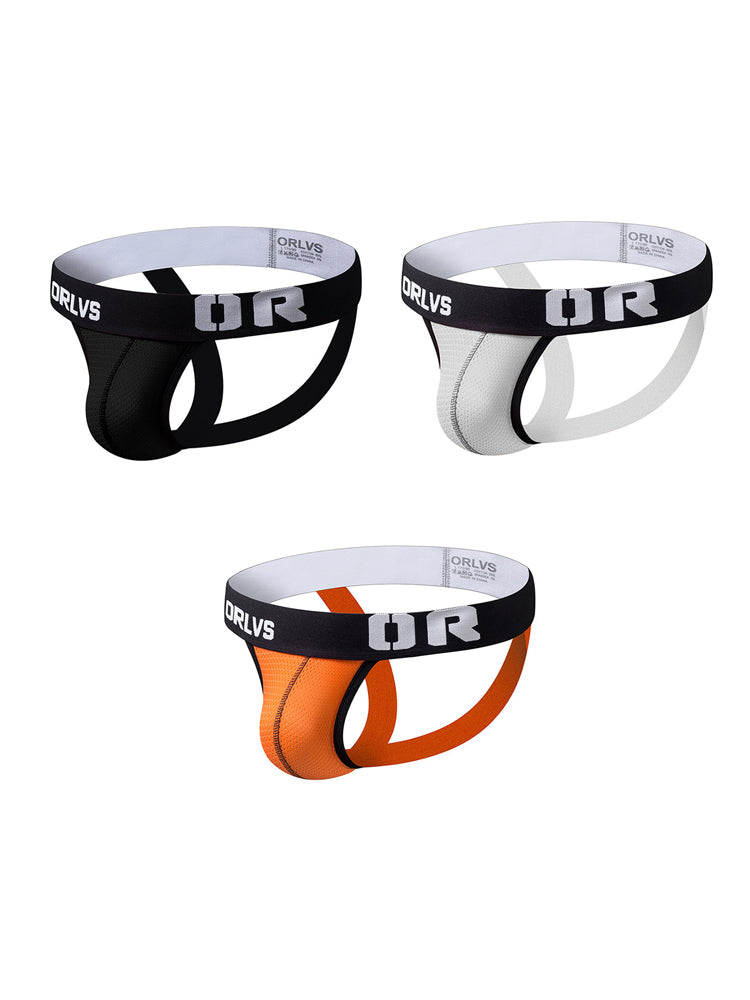 3 Pack Men's U-Pouch Striped Sexy Jockstraps