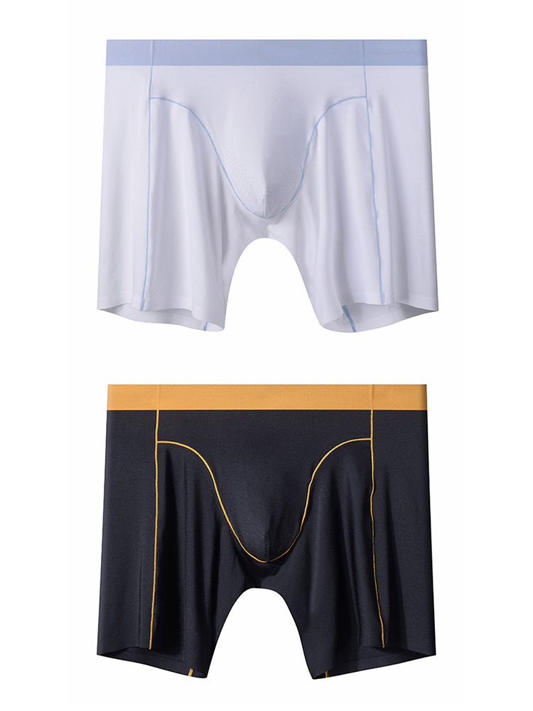 2 Pack Men's Sports Anti-Chafing Ice Silk Quick-Dry Boxers Briefs & Midway Briefs