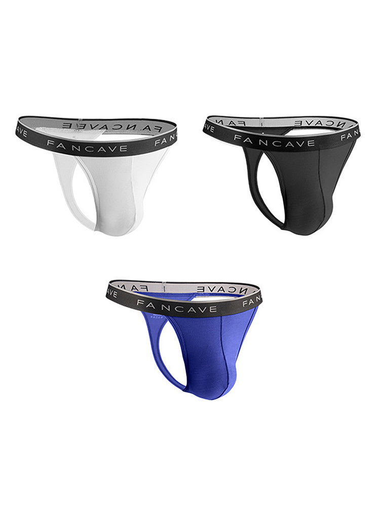 3 Pack Men's Modal U-Pouch Mid-Rise Thongs